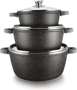 Cheffinger Steelpan Set 6-delig - 20-24-28cm - Zwart -Le Creuset Winkel 1023x1200 2