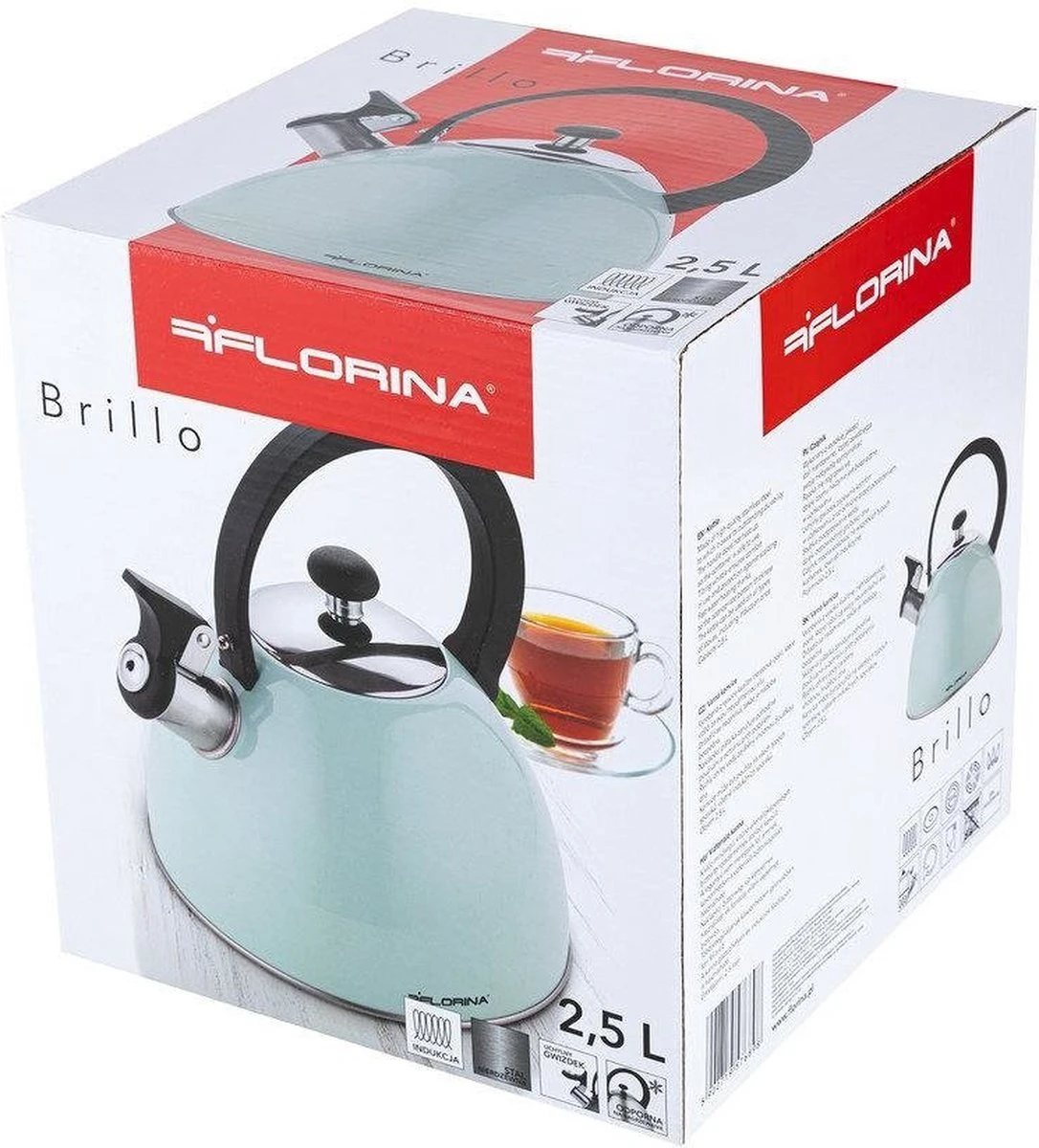 Florina Brillo Fluitketel 2,5L Voor Alle Warmtebronnen - Waterketel - Mint Groen 7 Florina Brillo Fluitketel 2,5L Voor Alle Warmtebronnen - Waterketel - Mint Groen - Afbeelding 5