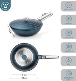 Westinghouse Performance Series - Wokpan Inductie - 28cm Luxe Wok Met Deksel - Blauw - Geschikt Voor Alle Warmtebronnen -Le Creuset Winkel 1120x1200 1