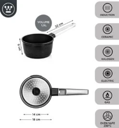 Westinghouse Performance Series - Steelpan Inductie 18cm - Zwart - Geschikt Voor Alle Warmtebronnen Inclusief Inductie En Ovenbestendig - Sauspan -Le Creuset Winkel 1120x1200 13