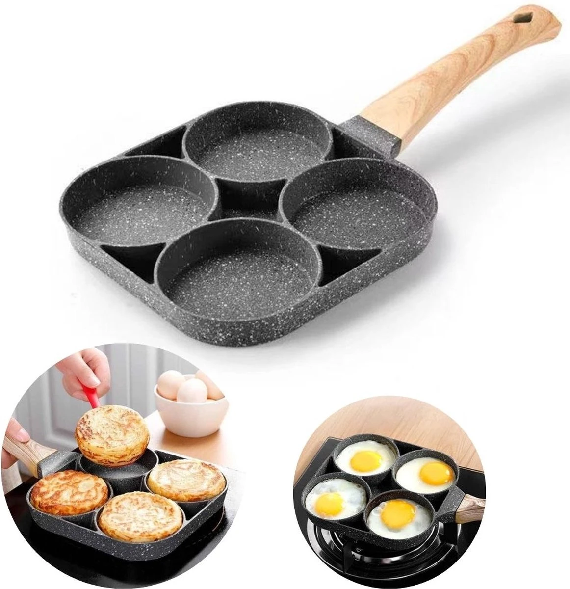 Anti-aanbak Pancake Pan | American Pancake Pan | Omelet Pan | Geschikt Voor Inductie & Alle Warmtebronnen | Eierpan | Omeletmaker | Pancake Maker | Mini Pannenkoekenpan 3 Anti-aanbak Pancake Pan | American Pancake Pan | Omelet Pan | Geschikt Voor Inductie & Alle Warmtebronnen | Eierpan | Omeletmaker | Pancake Maker | Mini Pannenkoekenpan