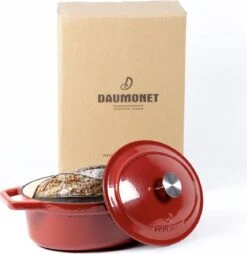 Daumonet Bocuse Rouge Gietijzeren Braadpan - Sudderpan Kersen Rood - Ovaal - Ø 29 Cm - 3 Liter - PFAS & PFOA Vrij - Emaille - Geschikt Voor Alle Warmtebronnen - Elektrisch - Gas - Halogeen - Inductie - Keramisch - Vaatwasserbestendig -Le Creuset Winkel 1168x1200