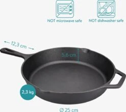 Navaris Gietijzeren Koekenpan - Braadpan Van Gietijzer - Ronde Skillet - Geschikt Voor Alle Warmtebronnen - Ø 25 Cm - Ovenbestendig Tot 260?graden -Le Creuset Winkel 1200x1071