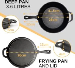 Nuovva 2-in-1 Gietijzeren Steelpan En Braadpan Of Grillplaat Met Dubbel Functie Koekenpan Deksel - 3 Liter - 26cm -Le Creuset Winkel 1200x1086 1