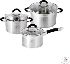 Royal Swiss Pannenset - 6 Delig - RVS - Met Glazen Deksels - Inductie - Met Afgietsysteem - Vaatwasser Bestendig -Le Creuset Winkel 1200x1104 1