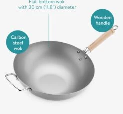 Navaris Grote Wokpan Geschikt Voor Inductie - Koolstofstalen Wok Met Twee Handvaten - Carbon Steel Wok 30 Cm Diameter - Voor Roerbak- En Wokgerechten -Le Creuset Winkel 1200x1114