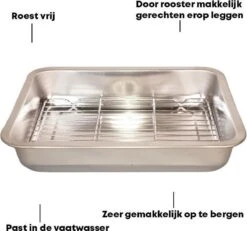 YUGN Braadslede Ovenschaal Braadslee Oven - Braadslede Met Rooster Voor Ovengerechten - Roestvrijstaal En 40x30x7CM - Cadeau Tip -Le Creuset Winkel 1200x1124 5