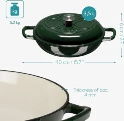 Navaris Gietijzeren Stoofpan Met Deksel- 3,5 Liter Gietijzeren Ovenschaal Van Email - Geschikt Voor Alle Warmtebronnen - Groen 11 Navaris Gietijzeren Stoofpan Met Deksel- 3,5 Liter Gietijzeren Ovenschaal Van Email - Geschikt Voor Alle Warmtebronnen - Groen -Le Creuset Winkel 1200x1171 6