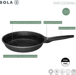 Sola Koekenpan Fair Cooking - Ø 28 Cm - Zwart/wit - Aluminium - Antiaanbaklaag -Le Creuset Winkel 1200x1189 1