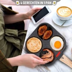 W&Z® Pannenkoekenpan Inductie - Pancake Pan - Omeletpan - Omeletmaker -Eierpan- Anti Aanbak - 4 Vakjes -Le Creuset Winkel 1200x1200 1051