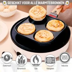 W&Z® Pannenkoekenpan Inductie - Pancake Pan - Omeletpan - Omeletmaker -Eierpan- Anti Aanbak - 4 Vakjes -Le Creuset Winkel 1200x1200 1052