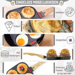 W&Z® Pannenkoekenpan Inductie - Pancake Pan - Omeletpan - Omeletmaker -Eierpan- Anti Aanbak - 4 Vakjes -Le Creuset Winkel 1200x1200 1053