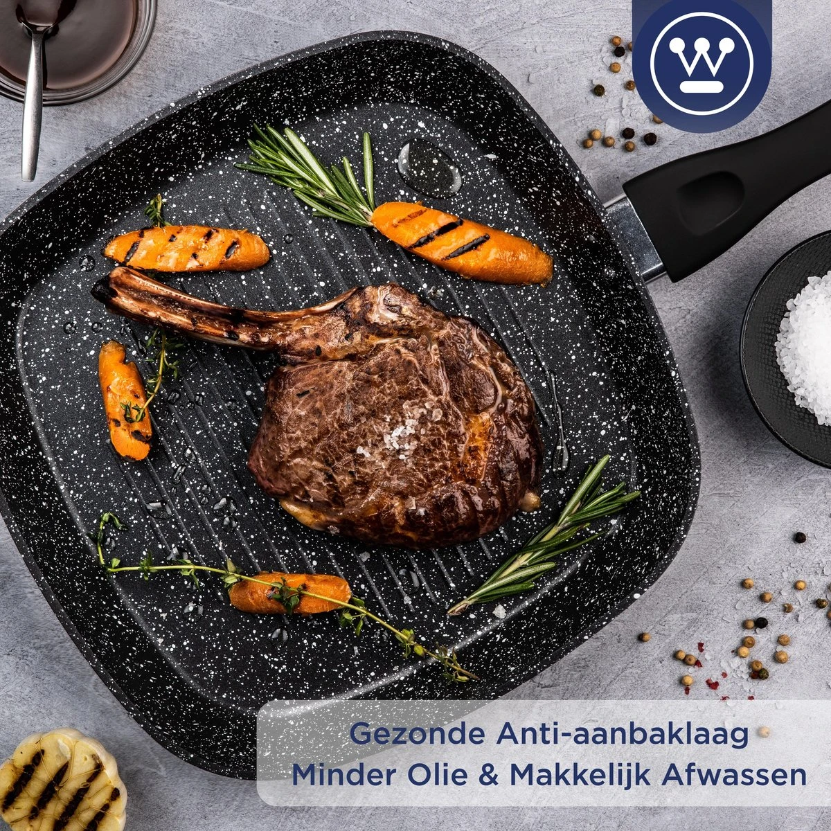 Westinghouse Grillpan - Ø 28 Cm - Zwart Marmer - Geschikt Voor Alle Warmtebronnen Inclusief Inductie - Steakpan Met Antiaanbaklaag- Aluminium 9 Westinghouse Grillpan - Ø 28 Cm - Zwart Marmer - Geschikt Voor Alle Warmtebronnen Inclusief Inductie - Steakpan Met Antiaanbaklaag- Aluminium - Afbeelding 7