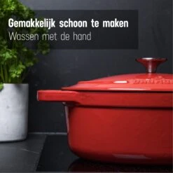 Daumonet Bocuse Rouge Gietijzeren Braadpan - Sudderpan Kersen Rood - Ovaal - Ø 29 Cm - 3 Liter - PFAS & PFOA Vrij - Emaille - Geschikt Voor Alle Warmtebronnen - Elektrisch - Gas - Halogeen - Inductie - Keramisch - Vaatwasserbestendig -Le Creuset Winkel 1200x1200 1370