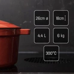 Daumonet Carême Rouge Gietijzeren Braadpan - Sudderpan Kersen Rood - Rond - Ø26 Cm - 4,4 Liter - PFAS & PFOA Vrij - Emaille - Geschikt Voor Alle Warmtebronnen - Elektrisch - Gas - Halogeen - Inductie - Keramisch - Vaatwasserbestendig -Le Creuset Winkel 1200x1200 1391