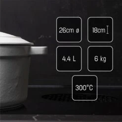 Daumonet Carême Blanc Gietijzeren Braadpan - Sudderpan Wit - Rond - Ø 26 Cm - 4,4 Liter - 100% PFAS & PFOA Vrij - Emaille - Geschikt Voor Alle Warmtebronnen - Elektrisch - Gas - Halogeen - Inductie - Keramisch - Vaatwasserbestendig -Le Creuset Winkel 1200x1200 1449