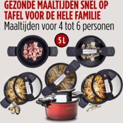 Rosmarino - Snelkookpan Met Glazen Deksel - Zwart - Ø24cm - 5 Liter - 100% PFAS & PFOA Vrij - Aluminium - Pressure Cooker - Non-stick Minerale Coating - Ergonomische Handgrepen - Geschikt Voor Alle Warmtebronnen -Le Creuset Winkel 1200x1200 1525