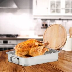 Relaxdays Braadslede Met Rooster - Edelstaal - Ovenschaal - Braadpan - Braadslee - Zilver - L -Le Creuset Winkel 1200x1200 1655
