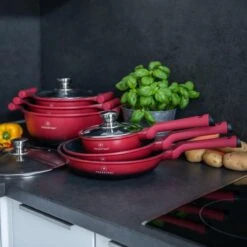 Herenthal Pannenset Inductie - Luxe 10-delige Koekenpan Inductie - Voor Alle Warmtebronnen - Pannen Met Glazen Deksels En Koudgrepen - Rood / Zwart- 6 Pannen -Le Creuset Winkel 1200x1200 201