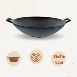 Orange85 Gietijzeren Wokpan - Alle Warmtebronnen - Inductie - Wok - Zwart - 31cm - Gietijzer - Wokpannen -Le Creuset Winkel 1200x1200 309