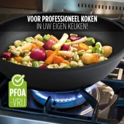 Rosmarino Black Line - Wokpan - Ø30cm - 100% PFAS & PFOA Vrij - Gegoten Aluminium - Non-stick Minerale Coating - Ergonomische Handgreep - Geschikt Voor Alle Warmtebronnen & Vaatwasser -Le Creuset Winkel 1200x1200 349