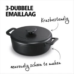 BRABANTIA THE DUTCH Gietijzeren Braadpan - Ø 28cm - MAT Zwart - Inductie -Le Creuset Winkel 1200x1200 36