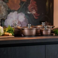Herenthal Inductie Pannenset- Luxe 10-delige Koekenpannenset - Voor Alle Warmtebronnen - Met Glazen Deksels - Koper -Le Creuset Winkel 1200x1200 40