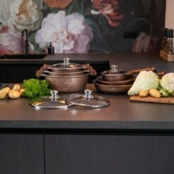 Herenthal Inductie Pannenset- Luxe 10-delige Koekenpannenset - Voor Alle Warmtebronnen - Met Glazen Deksels - Koper -Le Creuset Winkel 1200x1200 41