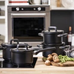 BK Flow Cool Black Glas Kookpannenset - 4-delig - Zwart - Glazen Deksel - Veilig Afgietsysteem - Inductie -Le Creuset Winkel 1200x1200 49