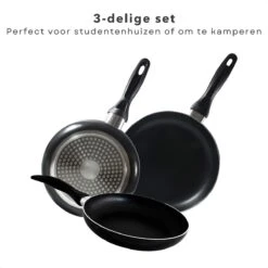 Cheqo® PRO 3-Delige Koekenpannenset - Koekenpan Set - Pannenset - Geperst Aluminium - Geschikt Voor Gas, Elektrisch, Keramisch, Halogeen Koken -Le Creuset Winkel 1200x1200 843