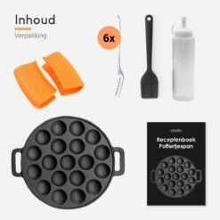 Ocina Poffertjespan – Combo Pack – 19 Poffertjes – Poffertjesmaker – Poffertjespan Inductie – Poffertjespan Electrisch – Gietijzeren Pan - Inclusief Doseerfles, Handvaten, 6x Poffertjesvorken En Invetkwast – Gratis Receptenboek -Le Creuset Winkel 1200x1200 881