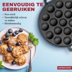 MM Brands Poffertjespan - Poffertjesmaker - Inductie / Oven / BBQ - Inclusief Handvat, Borstel En Vorken -Le Creuset Winkel 1200x1200 933