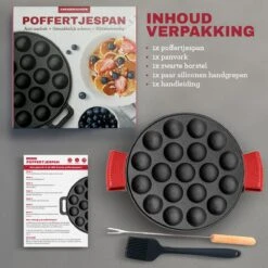 MM Brands Poffertjespan - Poffertjesmaker - Inductie / Oven / BBQ - Inclusief Handvat, Borstel En Vorken -Le Creuset Winkel 1200x1200 935