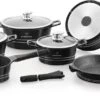 Herenthal Luxe Pannenset - 14-delig - Glazen Deksel - Inductie - Marmeren Coating - PFAS-vrij - Zwart - ES1014M -Le Creuset Winkel 1200x582