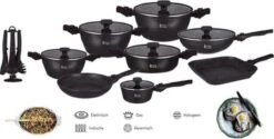 Royal Swiss® - Set Lot 33-delige - Pannenset Inductie - Steengoeden - Afneembare Handgreep - Glazen Deksel - Geschikt Voor Oven - PFAS-vrij + Keukengerei -Le Creuset Winkel 1200x608