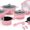 Royalty Line - Set Lot 14-delige Pannenset Inductie - Glazen Deksel - Met Afneembare Handgreep - Marmeren Interieur -PFAS-vrij - Roze Kleur -Le Creuset Winkel 1200x612 8
