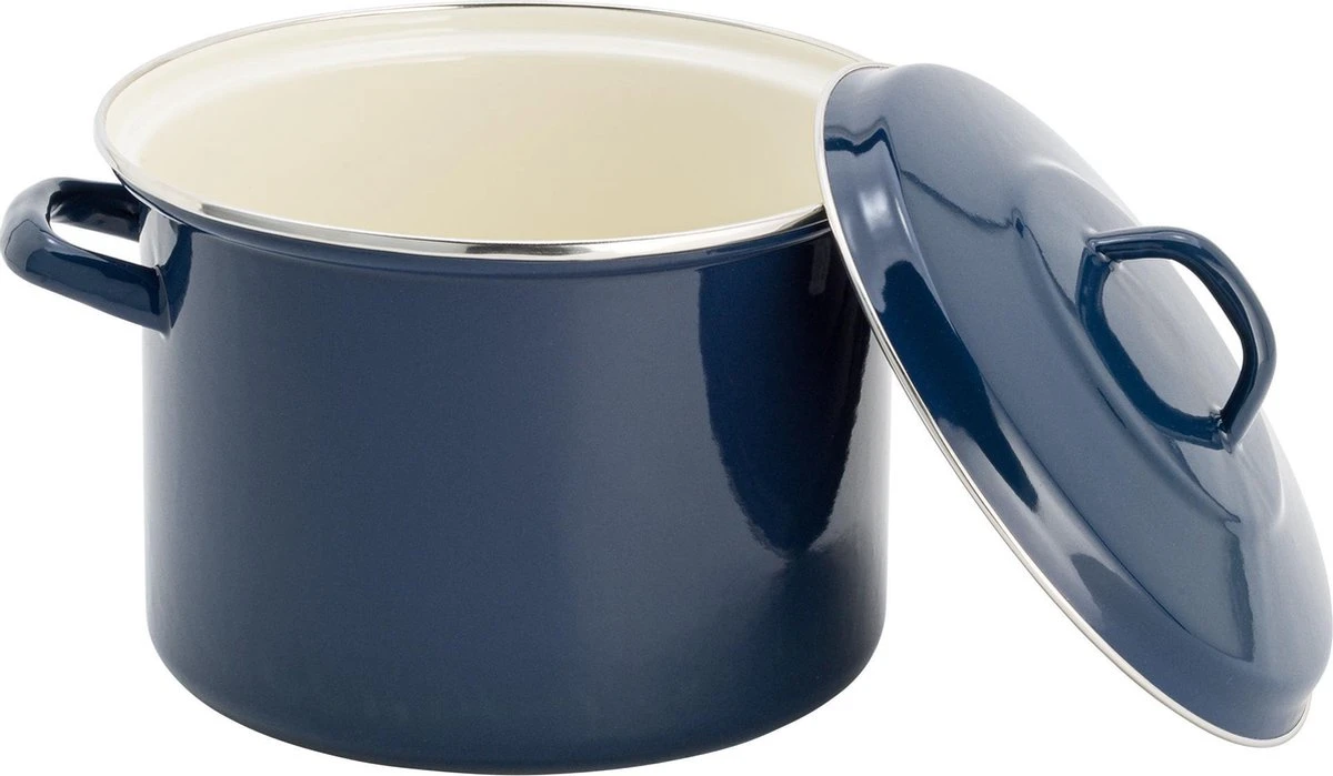 Lite-Body - Magnus Soeppan / Stamppotpan Met Deksel - Ø 26 Cm/ 10l - Emaille - Deep Blauw 4 Lite-Body - Magnus Soeppan / Stamppotpan Met Deksel - Ø 26 Cm/ 10l - Emaille - Deep Blauw - Afbeelding 2