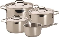 Sola Pannenset Mirage - 4 Delig - Ø 16,16,18,20 Cm - Zilver - RVS - Sandwichbodem -Le Creuset Winkel 1200x770