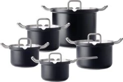 BK Q-linair Master Black Kookpannenset - 5-delig - Veilig Afgietsysteem - Inductie