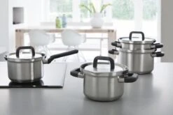 BK Flow Cool Pannenset - 4-delig – RVS Deksels - Veilig Afgietsysteem - Geschikt Voor Alle Warmtebronnen -Le Creuset Winkel 1200x800 8
