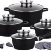 Klausberg 7360 - Pannenset 12 Delig - Zwart - Marmer Coating 2 Klausberg 7360 - Pannenset 12 Delig - Zwart - Marmer Coating -Le Creuset Winkel 1200x805 2