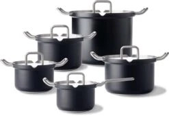 BK Q-linair Master Black Kookpannenset - 5-delig - Veilig Afgietsysteem - Inductie -Le Creuset Winkel 1200x820