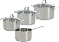 BK Bistro Pannenset - 4-delig - RVS - Glazen Deksel - Inductie -Le Creuset Winkel 1200x863