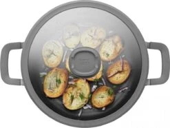 BergHOFF Leo Hapjespan Stone - 28 Cm - Met Glazen Deksel -Le Creuset Winkel 1200x904 2