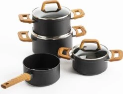 Gero Mark Kookpannenset - 4-delig - Zwart - Houtlook Grepen - Inductie - PFAS-vrij -Le Creuset Winkel 1200x925 1