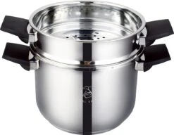 Royal Swiss Snelkookpan / Couscous Pan - 2 In 1 - 10 Liter - Ø 26 Cm - RVS - Inductie - Automatische Sluiting -Le Creuset Winkel 1200x935 2