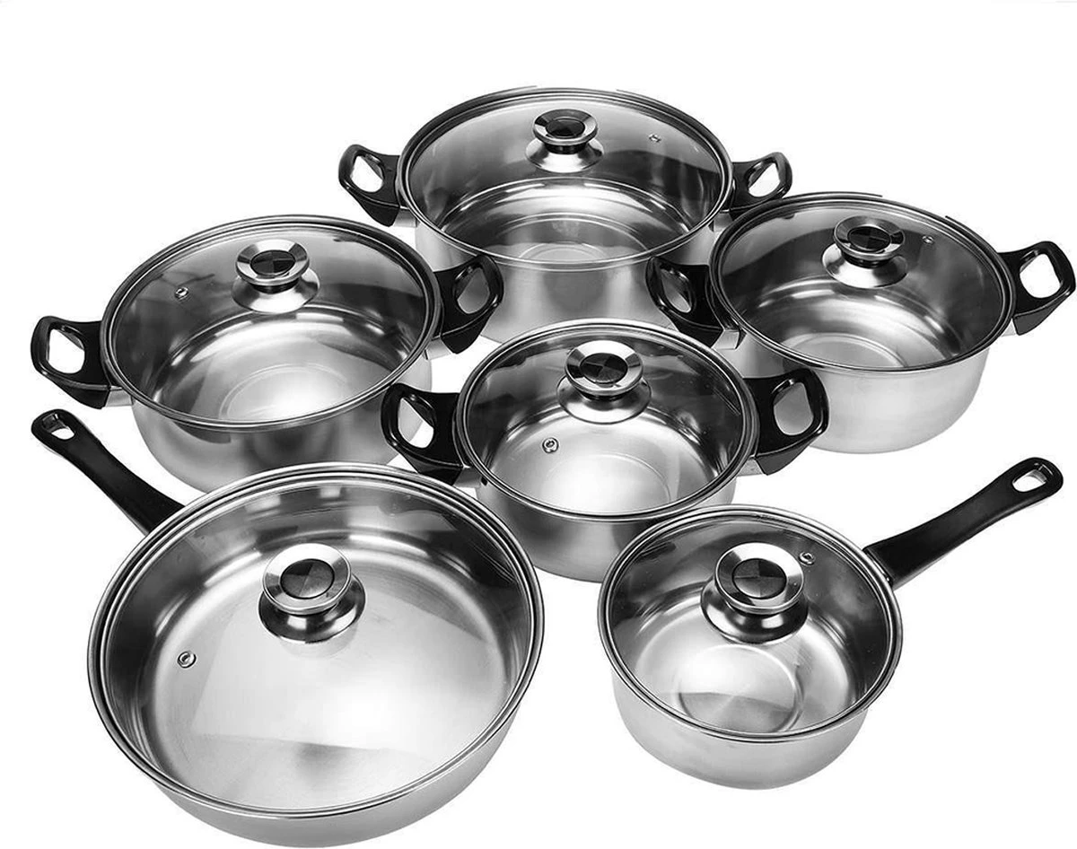 KitchenPrince 12-Delige Pannenset RVS - Pottenset - Kookpannen - Koekenpan - Steelpan - Bakpan - PFAS-Vrij - Pannenset - Pannenset Inductie - Antiaanbaklaag - Koekenpannenset 11 KitchenPrince 12-Delige Pannenset RVS - Pottenset - Kookpannen - Koekenpan - Steelpan - Bakpan - PFAS-Vrij - Pannenset - Pannenset Inductie - Antiaanbaklaag - Koekenpannenset - Afbeelding 9
