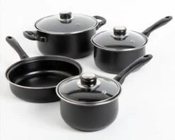 Prima Pannenset 7 Delig - Kleine Pannen - Zwart - Antiaanbaklaag - Kookset - Met Deksel - Kookpannen - Sauspan - Cadeau Voor Man En Vrouw -Le Creuset Winkel 1200x963