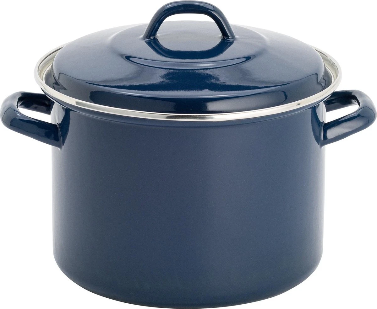 Lite-Body - Magnus Soeppan / Stamppotpan Met Deksel - Ø 26 Cm/ 10l - Emaille - Deep Blauw 3 Lite-Body - Magnus Soeppan / Stamppotpan Met Deksel - Ø 26 Cm/ 10l - Emaille - Deep Blauw