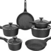 Merkloos Luxe 10 Delige Pannenset - Voor Alle Warmtebronnen - Inductie -Glazen Deksel
